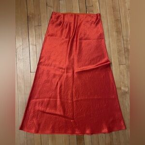 Elegant Red Satin Skirt
